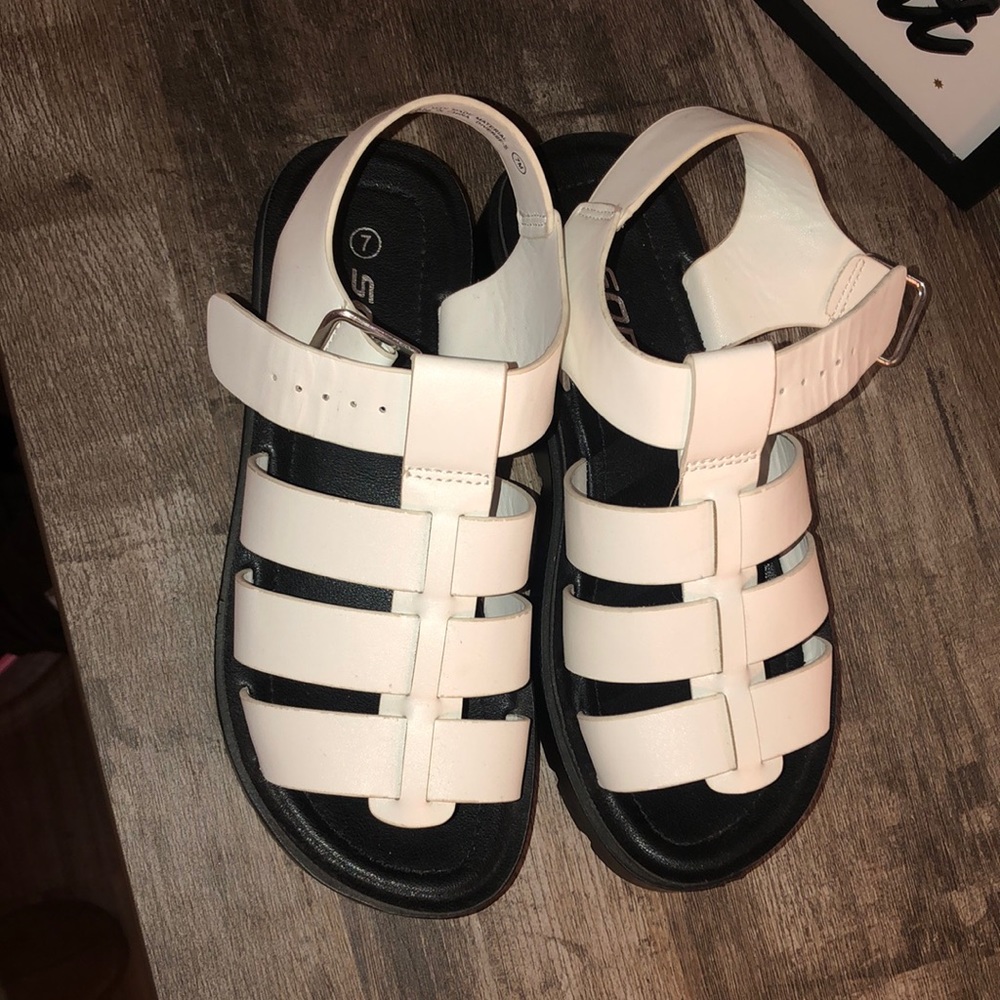 White platform sandals